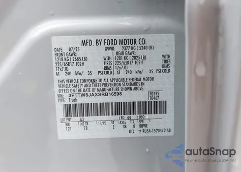 2025 Ford Maverick Xlt from USA, damaged, VIN 3FTTW8JAXSRB16598